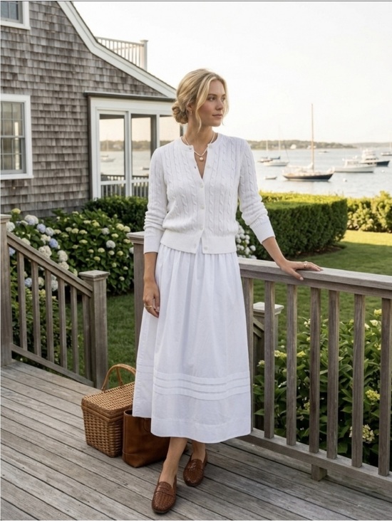 Tuckernuck Dresses & Skirts - Tuckernuck White Pintuck 100% Cotton Midi Skirt Size Medium NWT